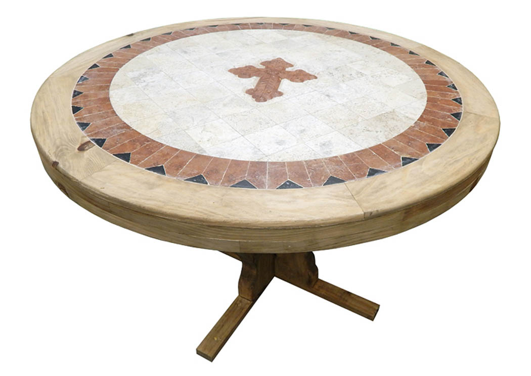 Round 48" Marble Cross Table,Million Dollar Rustic