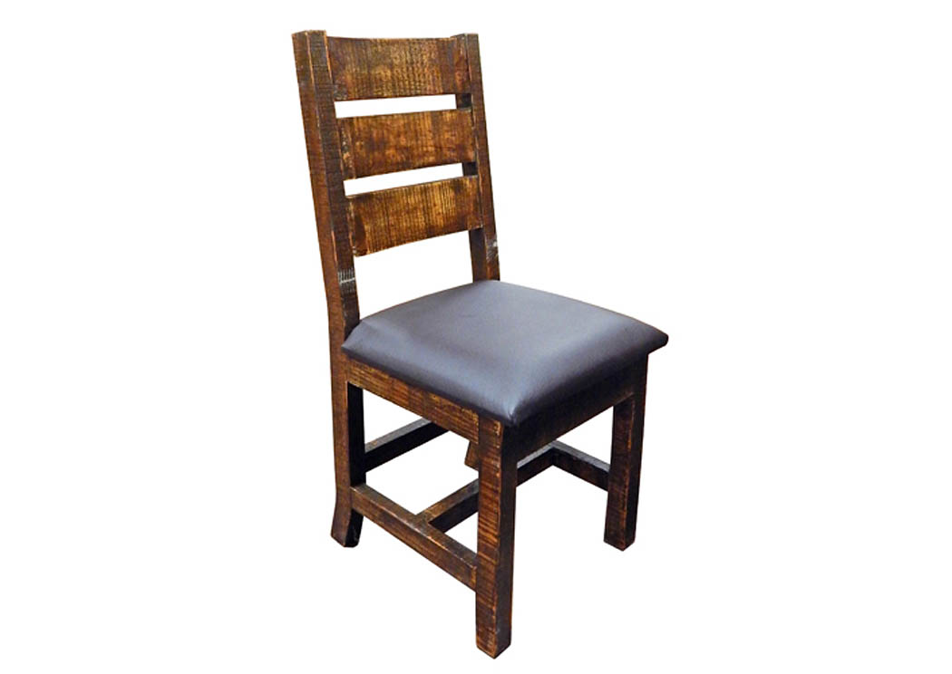 Reclaimed Wood Padded Vinyl Wedge Chair,Million Dollar Rustic