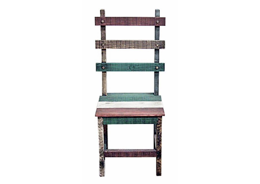 Multicolored Reclaimed Wood Chair,Million Dollar Rustic