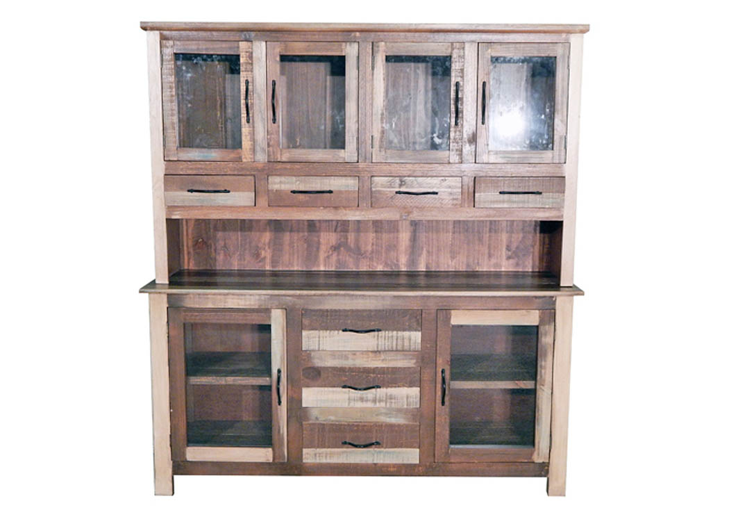 Slatted Wood Medium 2 Piece China Cabinet,Million Dollar Rustic