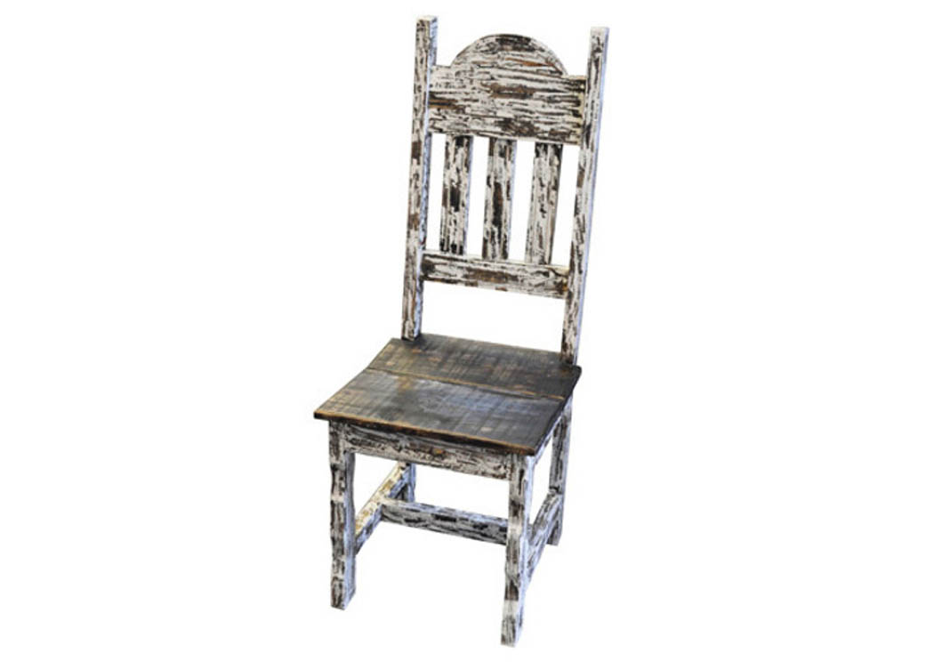 White Scraped Wood Dining Chair,Million Dollar Rustic