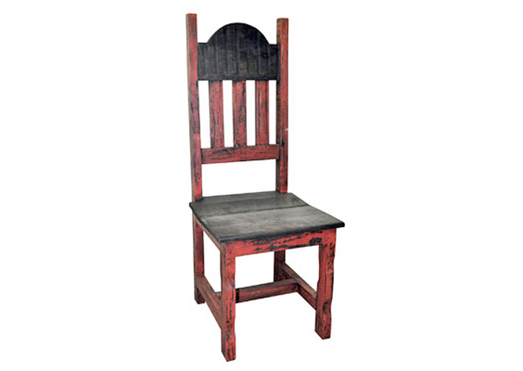 Red Scraped Plain Wood Chair,Million Dollar Rustic