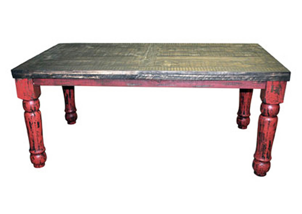 Red Scraped 6' Dining Table,Million Dollar Rustic