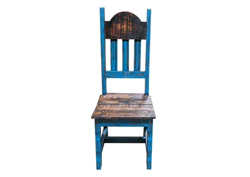 Turquoise Scraped Plain Wood Chair,Million Dollar Rustic