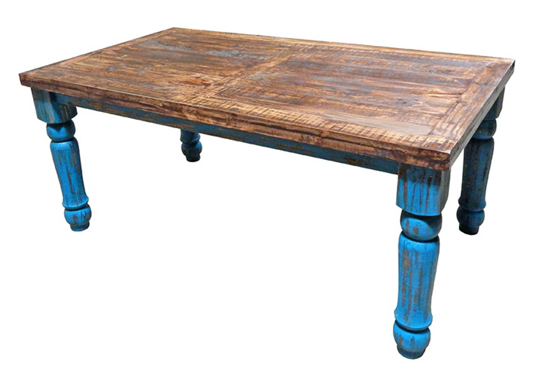 Turquoise Scraped 6' Dining Table,Million Dollar Rustic