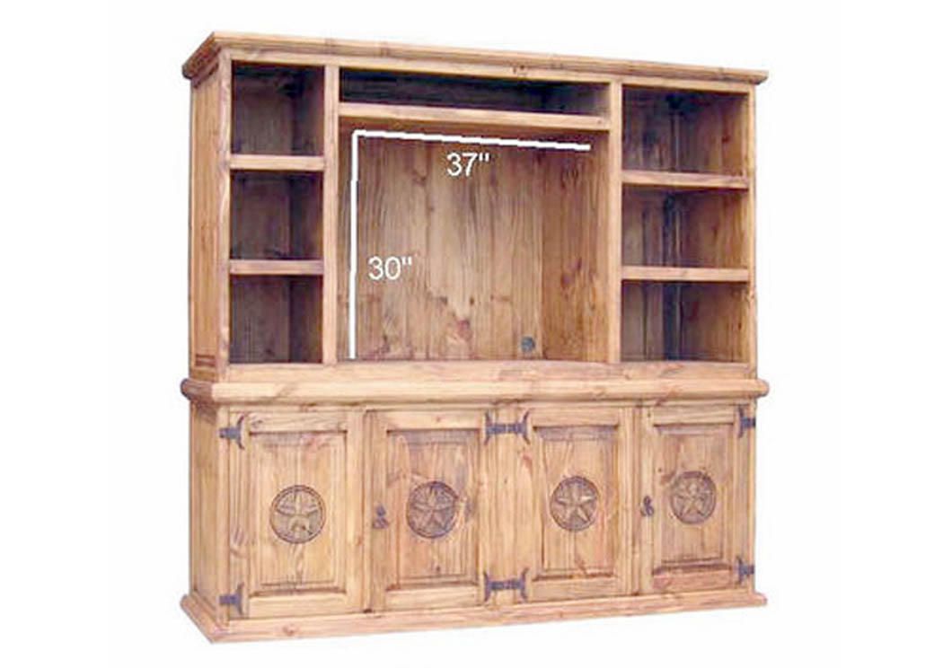 Large 2 Piece Entertainment Center w/Stars,Million Dollar Rustic