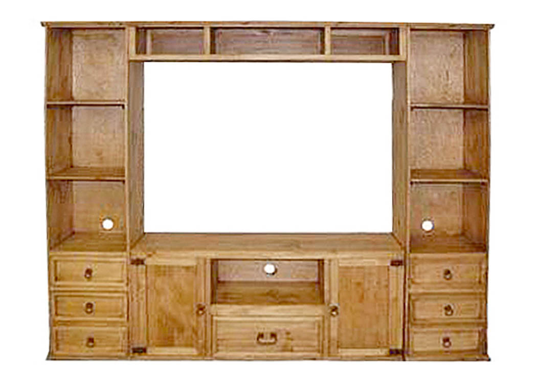 Small Flat Screen 4 Piece Wall Unit,Million Dollar Rustic