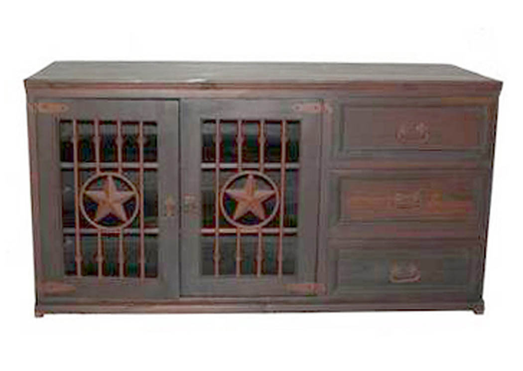 Dark 60" Center Console w/Metal Star,Million Dollar Rustic