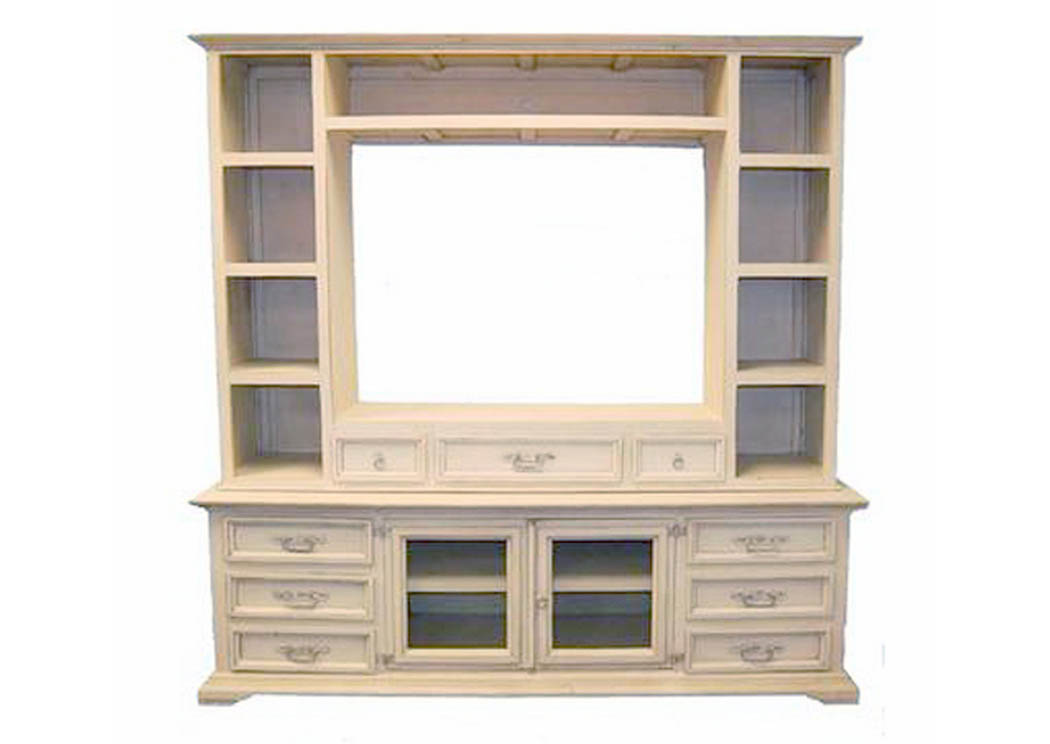 White Wash 2 Piece Entertainment Center,Million Dollar Rustic