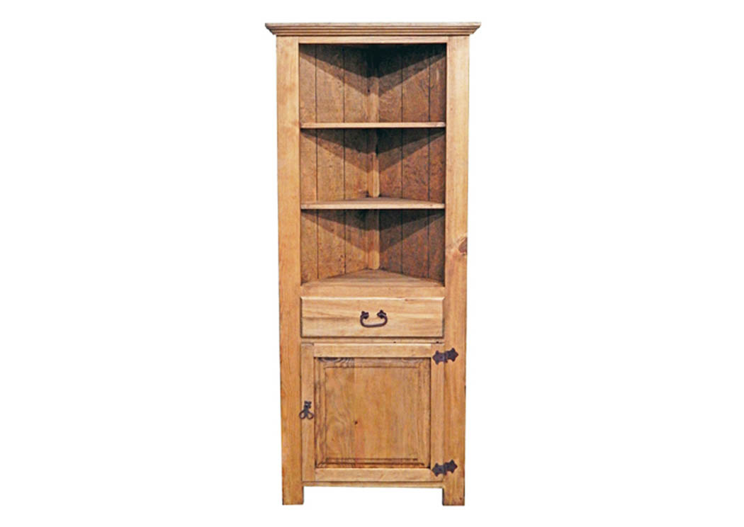 Corner 3 Shelf Bookcase w/1 Door & 1 Drawer,Million Dollar Rustic