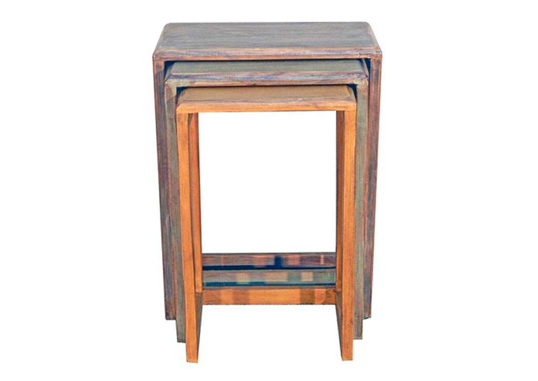 3 Colored Nesting Tables,Million Dollar Rustic