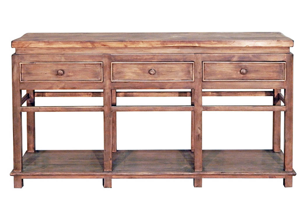 Misty Gray/Brown Sofa Table w/3 Drawers,Million Dollar Rustic