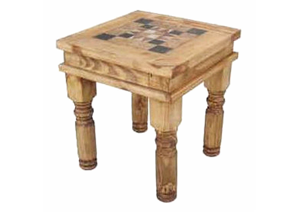 Marble-Inlay End Table,Million Dollar Rustic