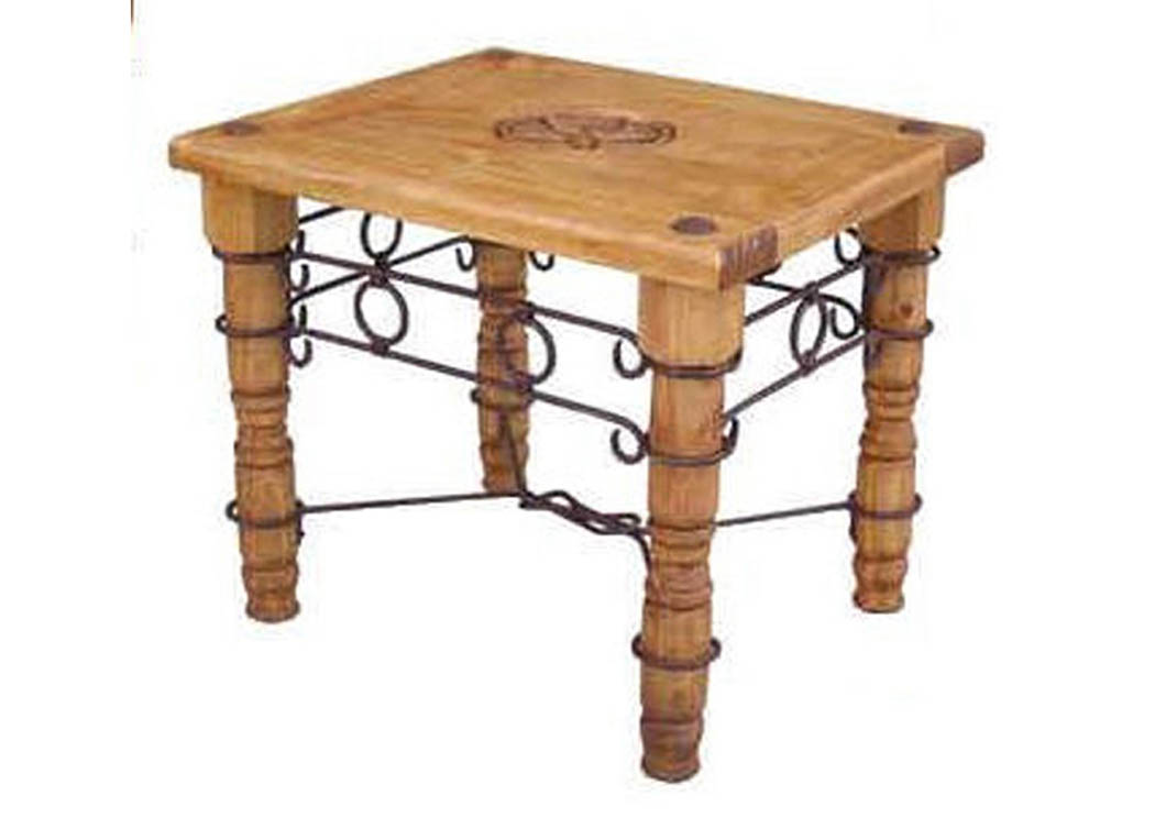 Star End Table w/Iron Accents,Million Dollar Rustic