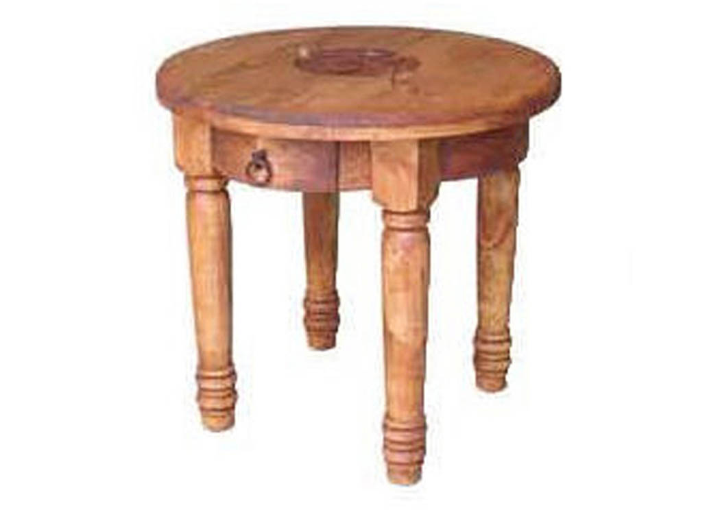 Round End Table w/Star,Million Dollar Rustic