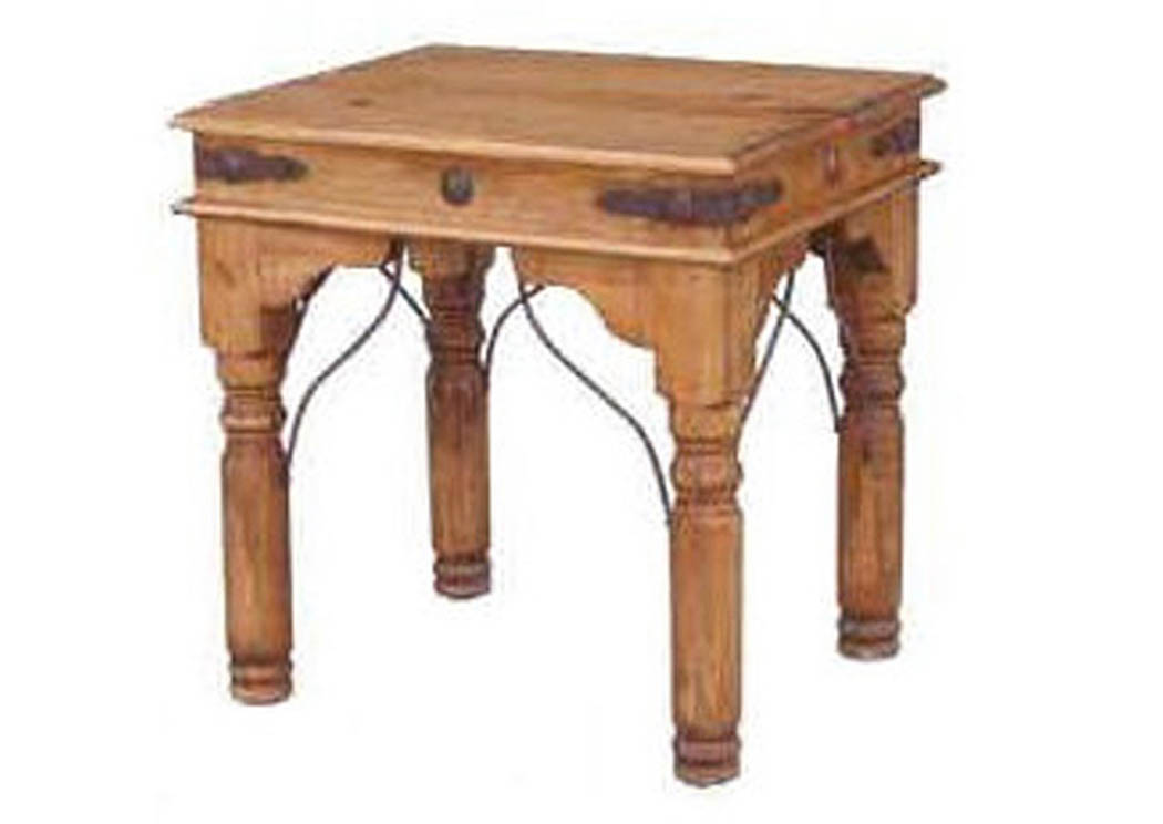 End Table w/Iron Accents & Concho Studs,Million Dollar Rustic