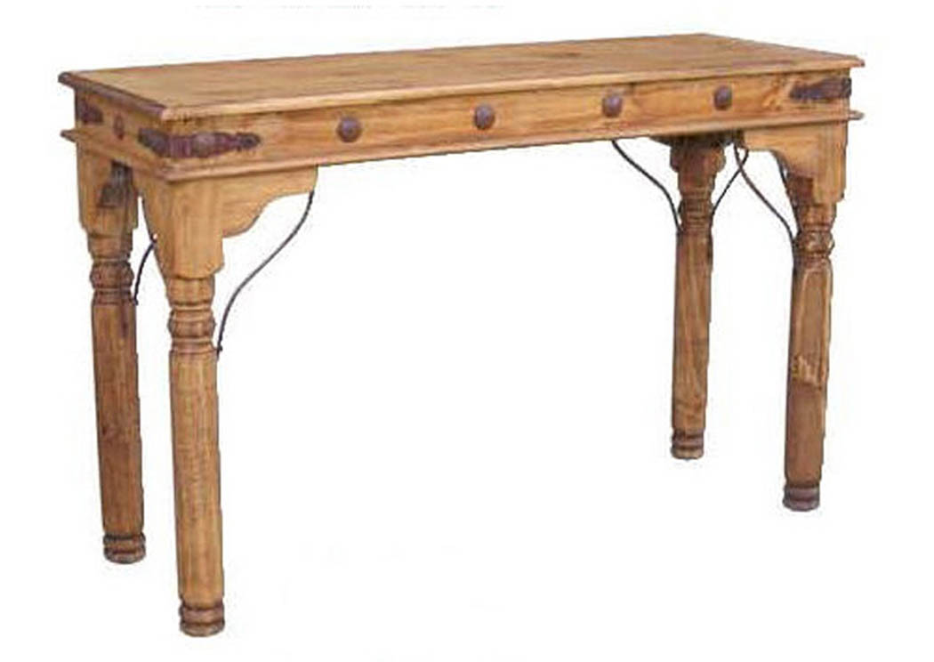 Sofa Table w/Iron Accents & Concho Studs,Million Dollar Rustic