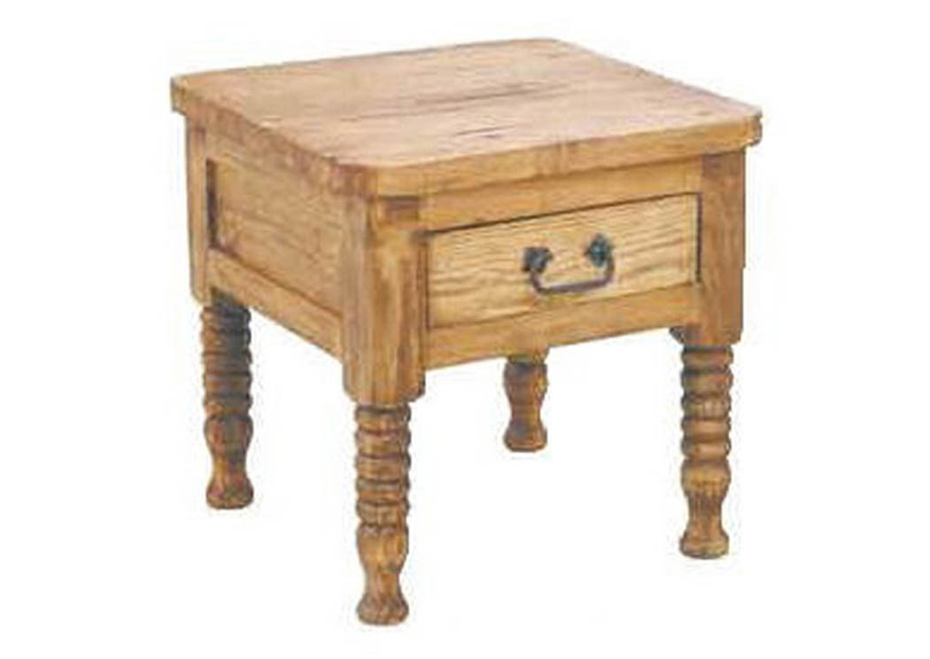 Spindle Leg End Table w/Drawer,Million Dollar Rustic