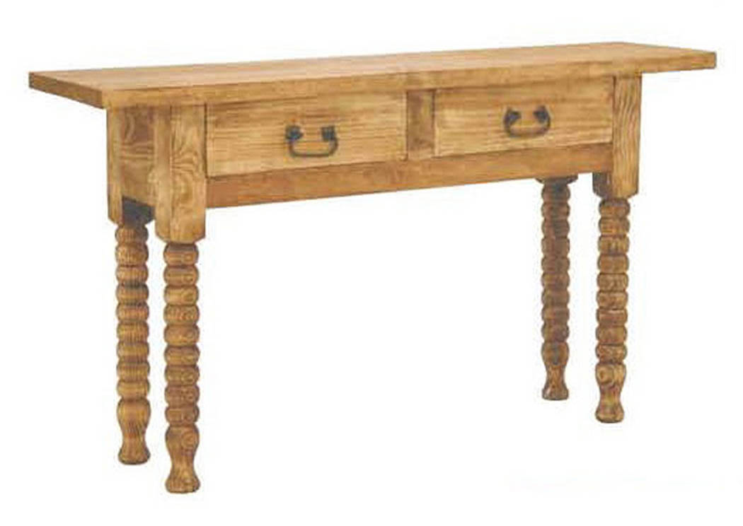 Spindle Leg Sofa Table w/2 Drawers,Million Dollar Rustic