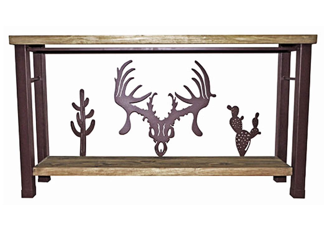 Trophy Hunter Sofa Table w/Iron Accents & Shelf,Million Dollar Rustic