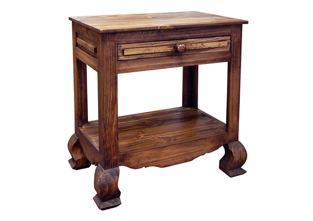 Medium End Table w/Shelf,Million Dollar Rustic