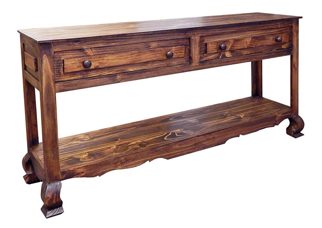 Medium Sofa Table w/2 Drawers & Shelf,Million Dollar Rustic