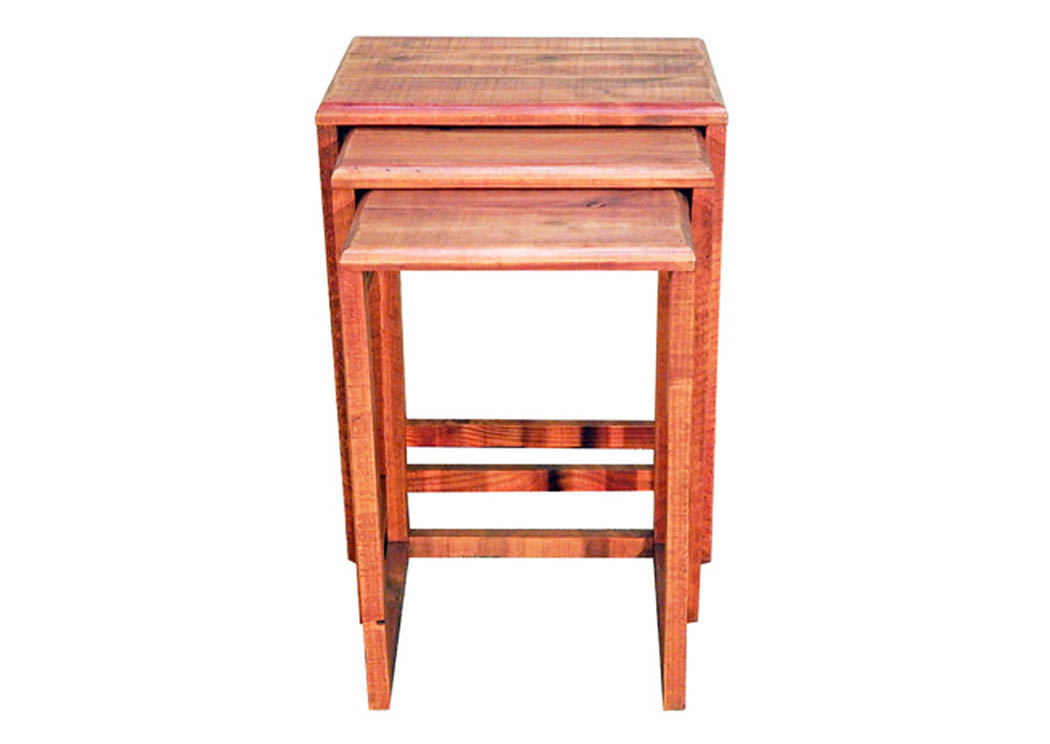 Red Rubbed Nesting Tables,Million Dollar Rustic