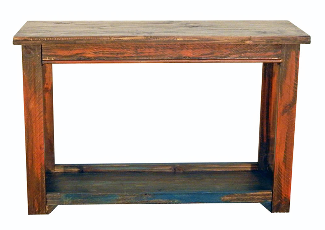 Bandera Orange/Turquoise 1 Drawer Sofa Table w/Shelf,Million Dollar Rustic