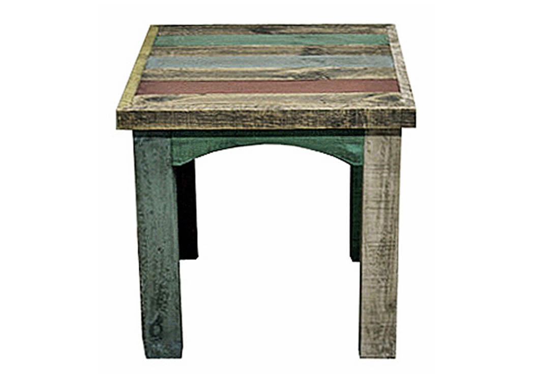 Painted Reclaimed Multicolor Slat End Table,Million Dollar Rustic