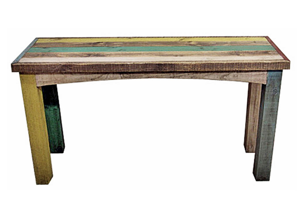 Painted Reclaimed Multicolor Slat Sofa Table,Million Dollar Rustic