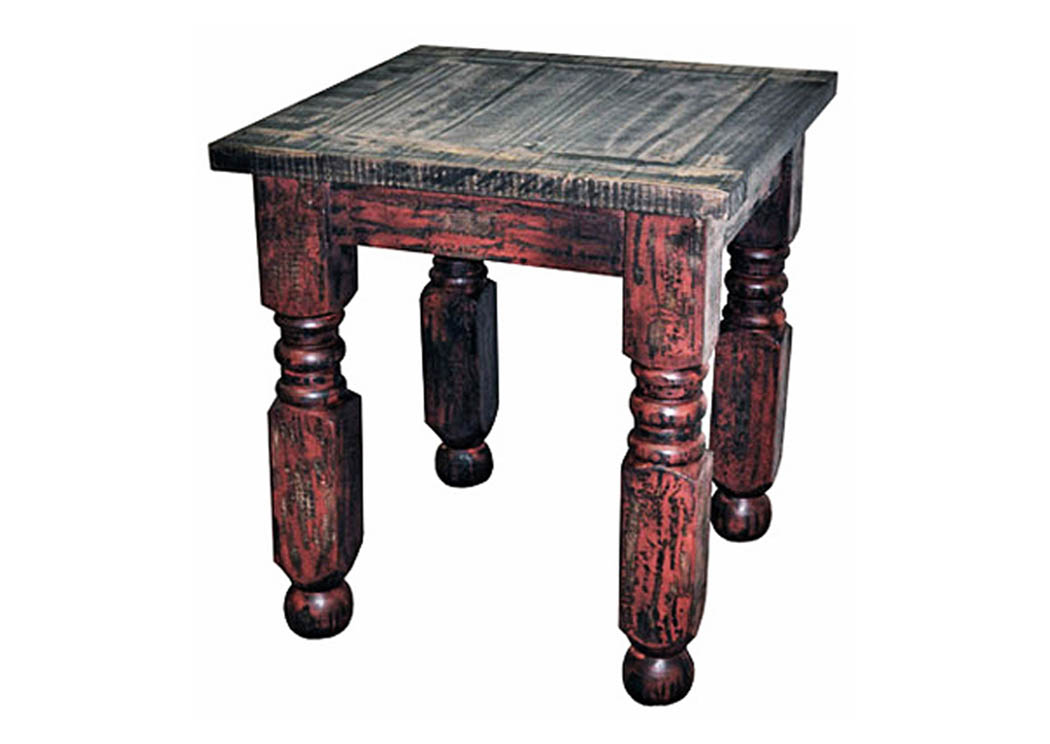 Red Scrape Lyon End Table,Million Dollar Rustic