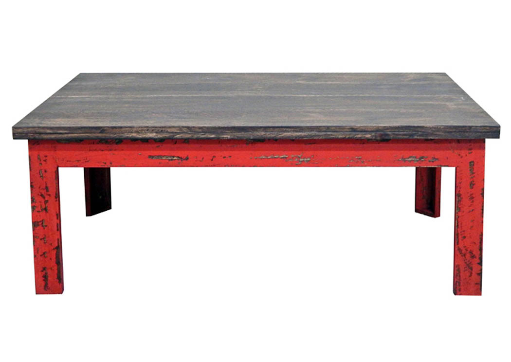 Red Scrape Rectangle Cocktail Table,Million Dollar Rustic