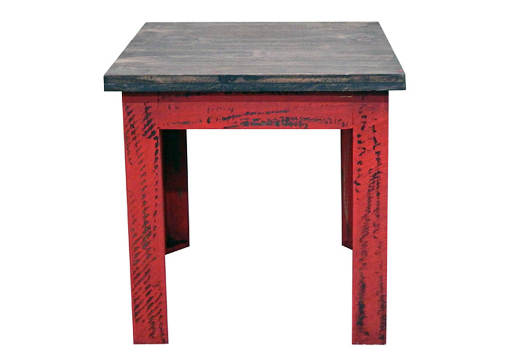 Red Scrape Rectangle End Table,Million Dollar Rustic