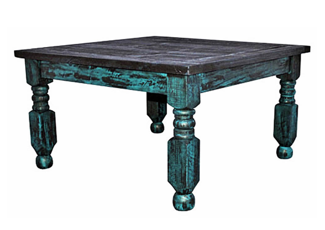 Turquoise Scrape Lyon Cocktail Table,Million Dollar Rustic