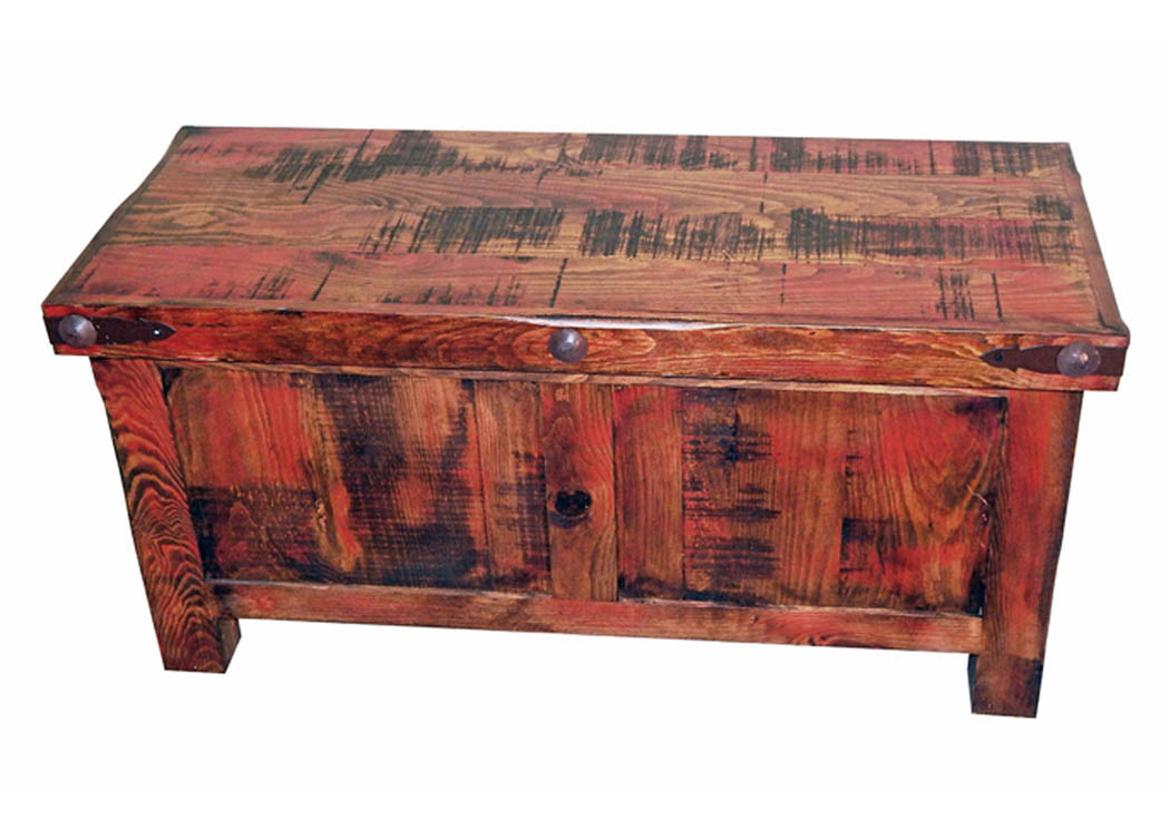 39" Red Rubbed Trunk,Million Dollar Rustic