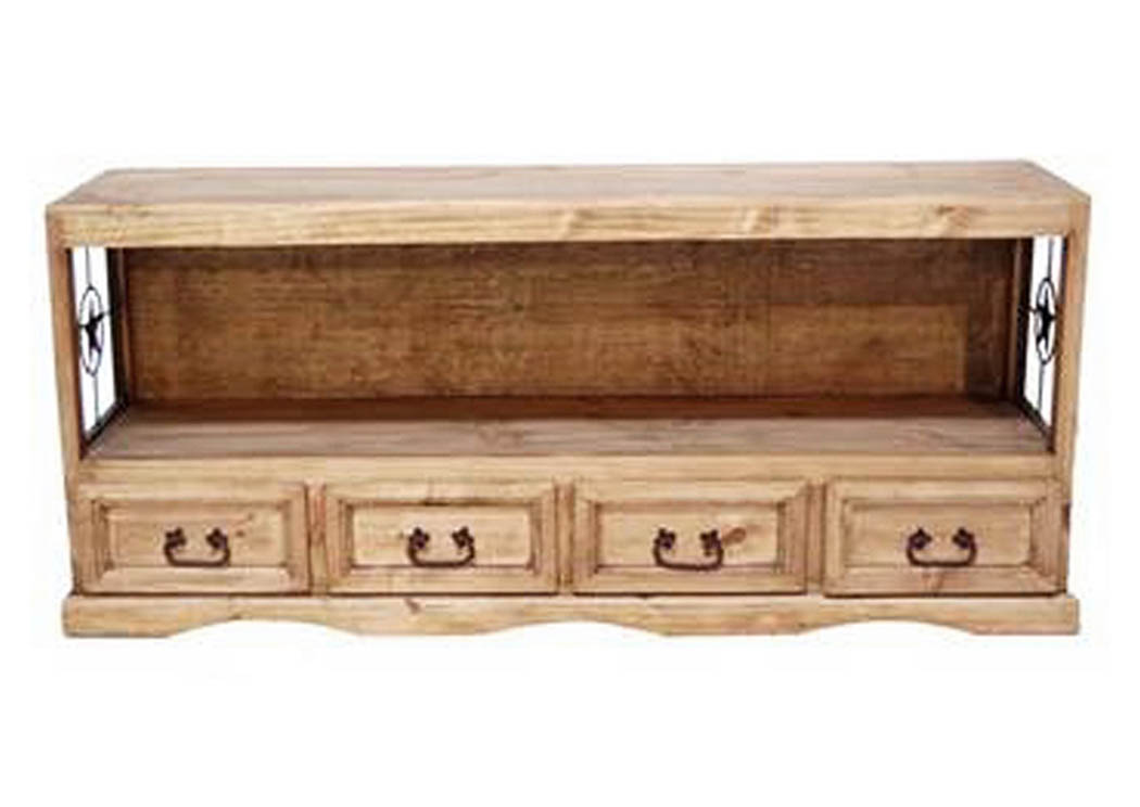 59" TV Stand w/4 Drawers & Iron Stars,Million Dollar Rustic