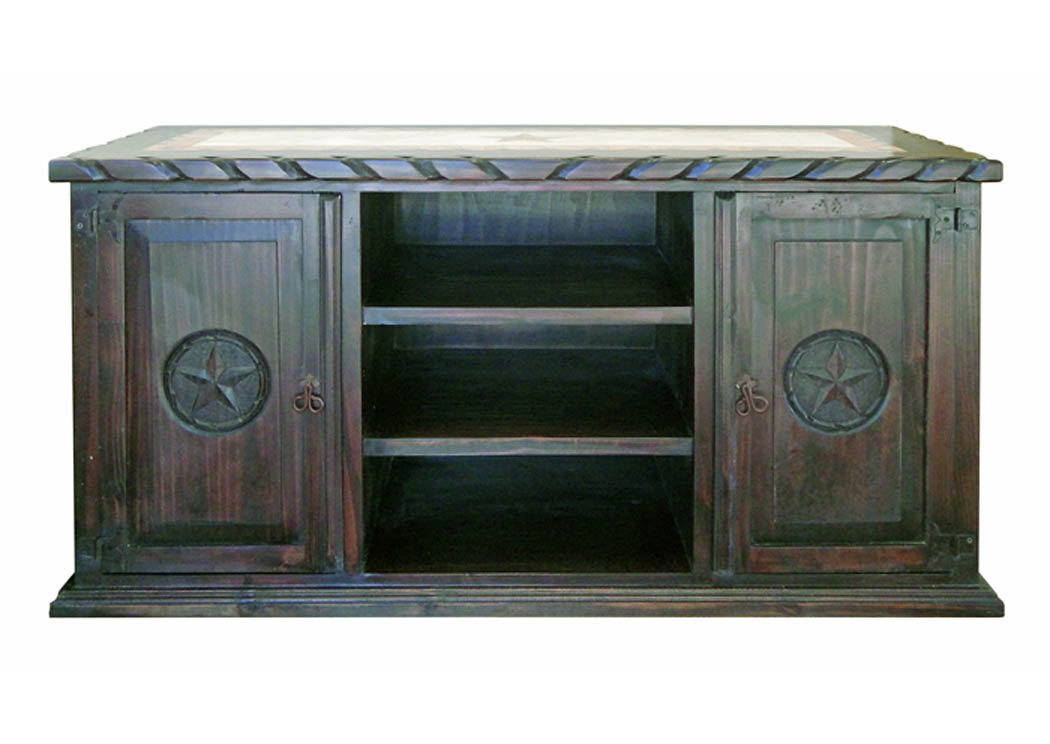 Dark LV Rope Star TV Stand w/Marble Top,Million Dollar Rustic