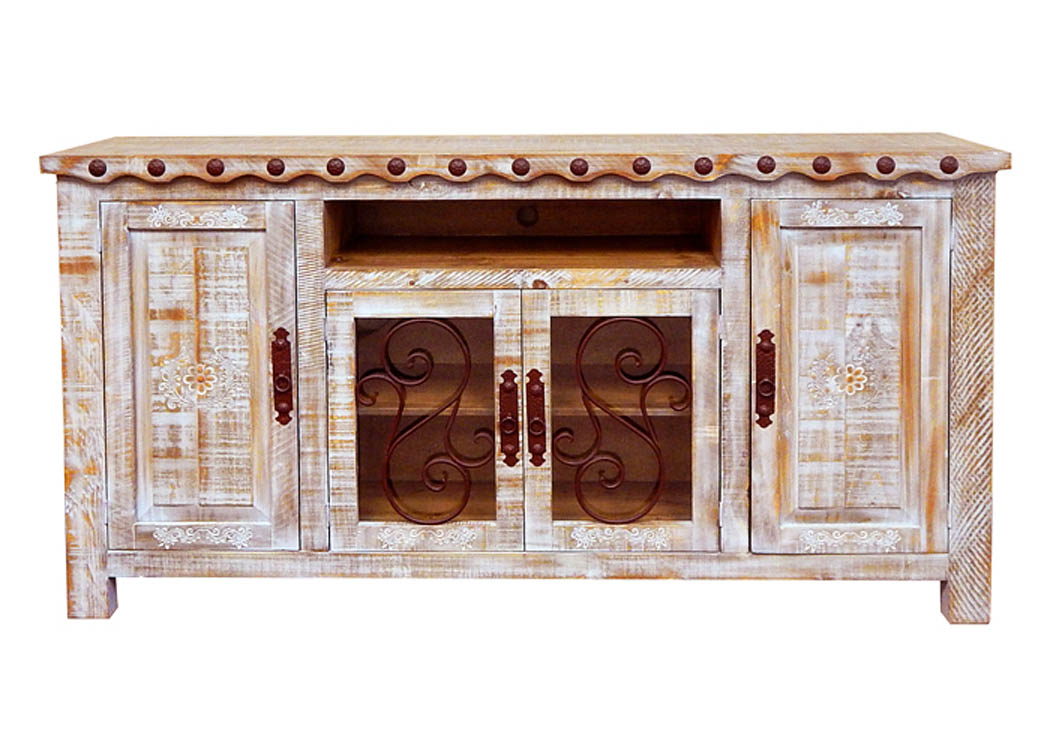 Old Grey TV/Buffet w/2 Doors & 3 Shelves,Million Dollar Rustic