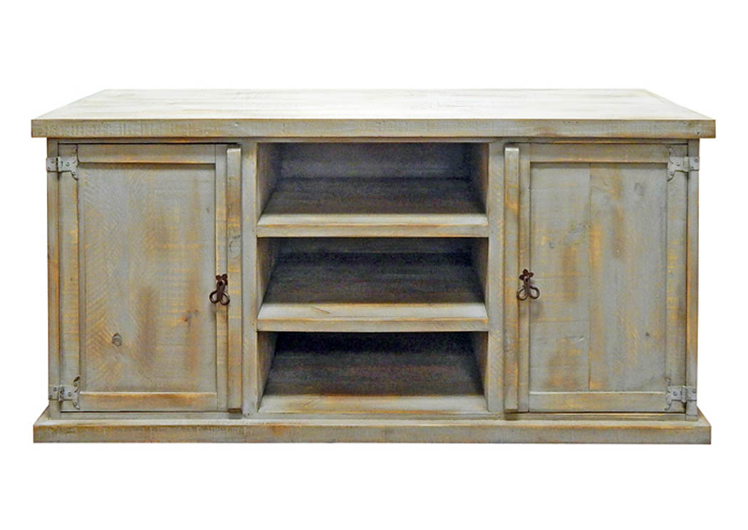 Old Grey TV Stand w/2 Doors & 3 Shelves,Million Dollar Rustic