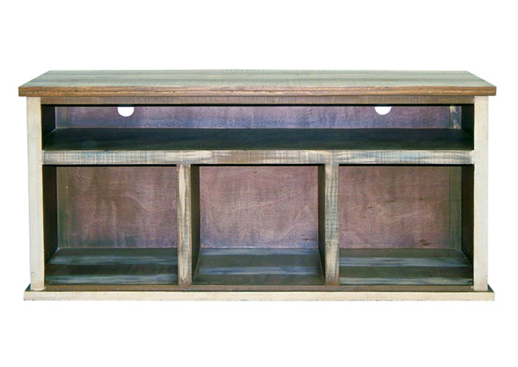 60" Slatted Pine TV Stand w/Storage,Million Dollar Rustic