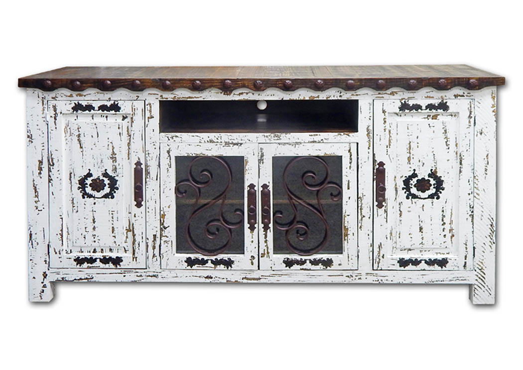 White Scraped TV/Buffet Stand,Million Dollar Rustic