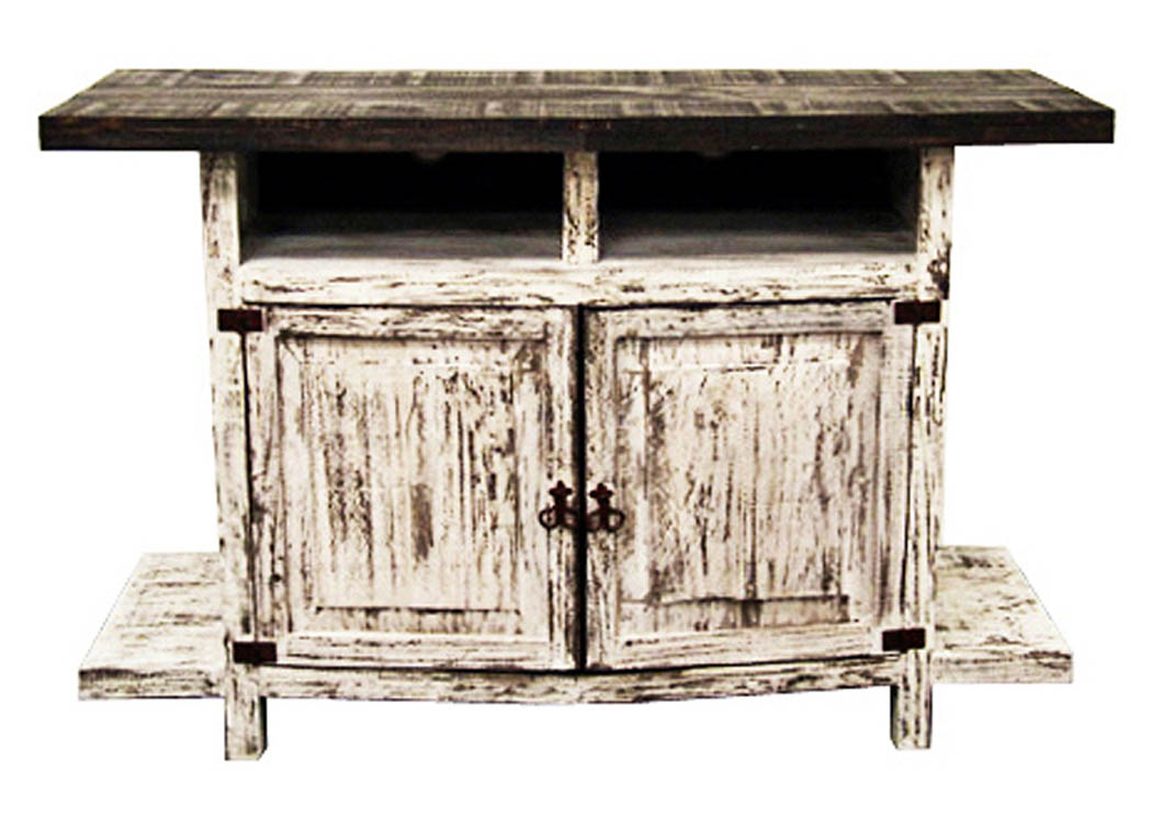 55" White Scraped TV Stand,Million Dollar Rustic
