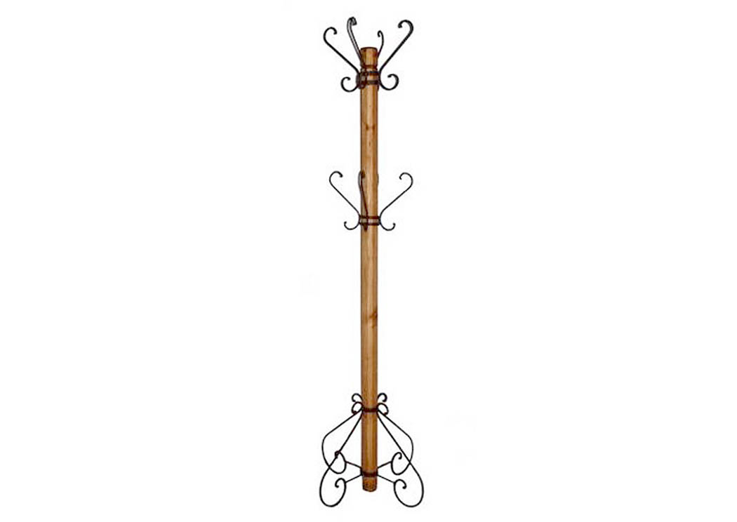 Wood Posted Hall Tree w/Decorative Metal Legs & Hooks,Million Dollar Rustic