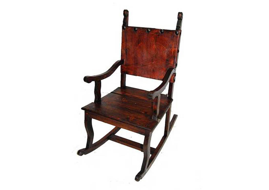 Dark Yucatan Rocker w/Treated Pigskin Back,Million Dollar Rustic