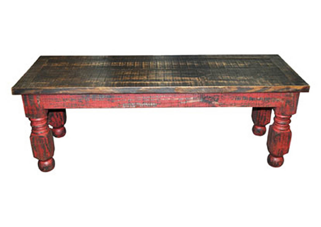 Red Scraped Lyon Bench,Million Dollar Rustic