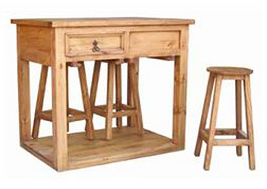 Kitchen Island w/4 Stools,Million Dollar Rustic