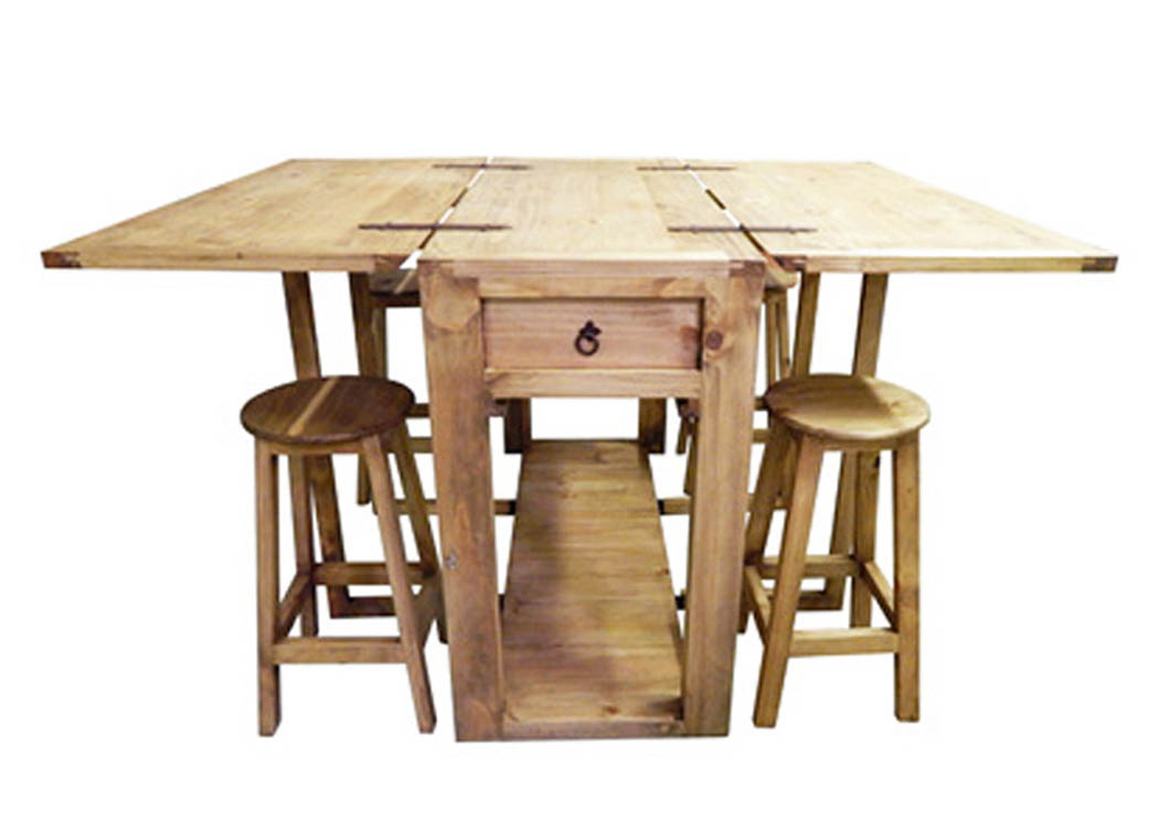 Drop Leaf Island w/Stools,Million Dollar Rustic