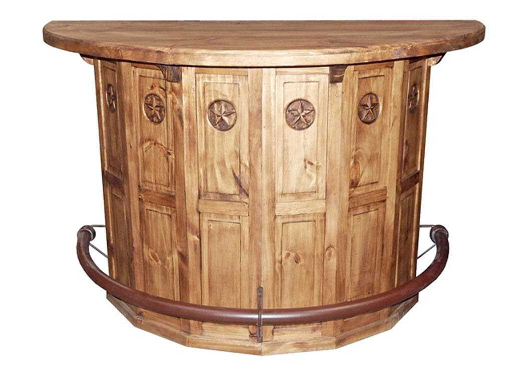 Half-Circle Bar w/Star & Metal Foot Rest,Million Dollar Rustic