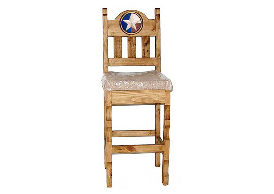 26" Lonestar Marble Star Barstool w/Padded Seat,Million Dollar Rustic