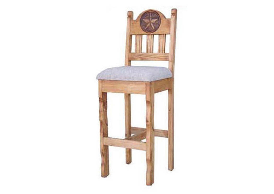 26" Padded Barstool w/Star,Million Dollar Rustic